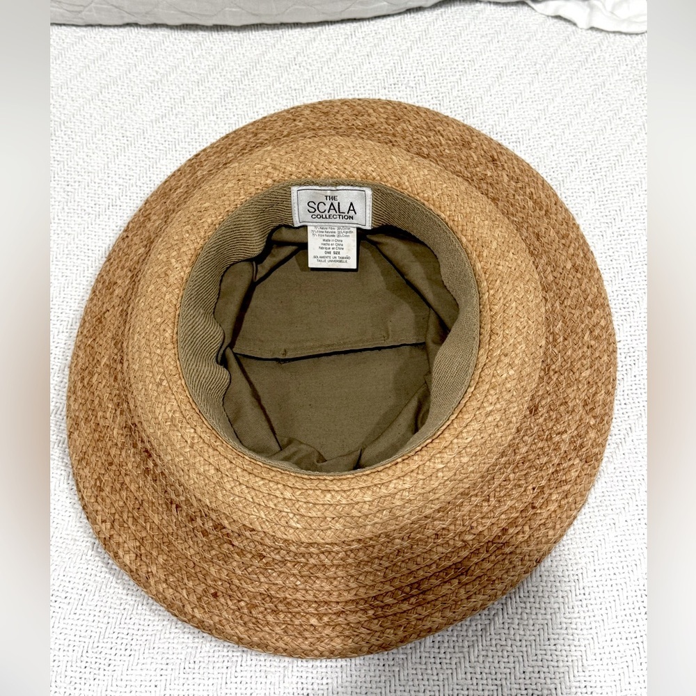 Scala Collection Straw/Canvas Hat Slight Discolor… - image 5